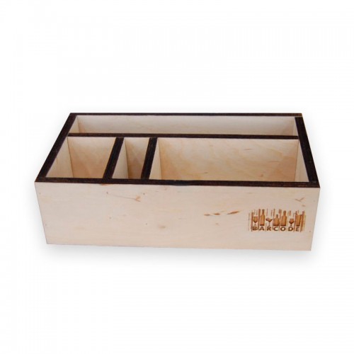 купить Wooden organizer 200 * 110 * 55 mm rectangular, 4 compartments, plywood
