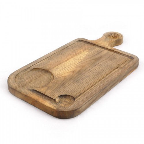 купить Rectangular wooden board, 290 * 200 * 20 mm with a recess and a handle, ash, oil / wax