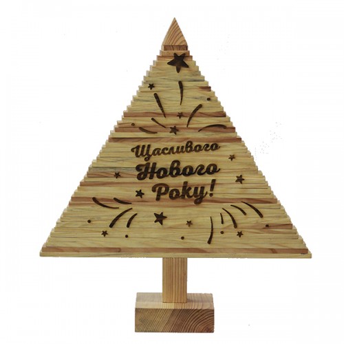 купить Christmas tree wooden "Happy New Rock!", Height 57 cm, oak, oil-wax