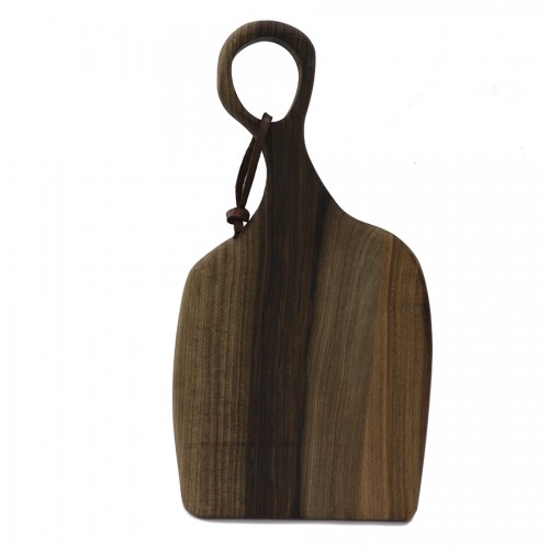 купить Chopping board with handle 390*209*20 mm, walnut, oil, wax, leather holder, Hugs